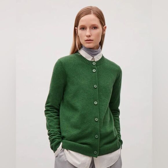 COS Back Pleat Wool Cardigan Sweater - Picture 1 of 9